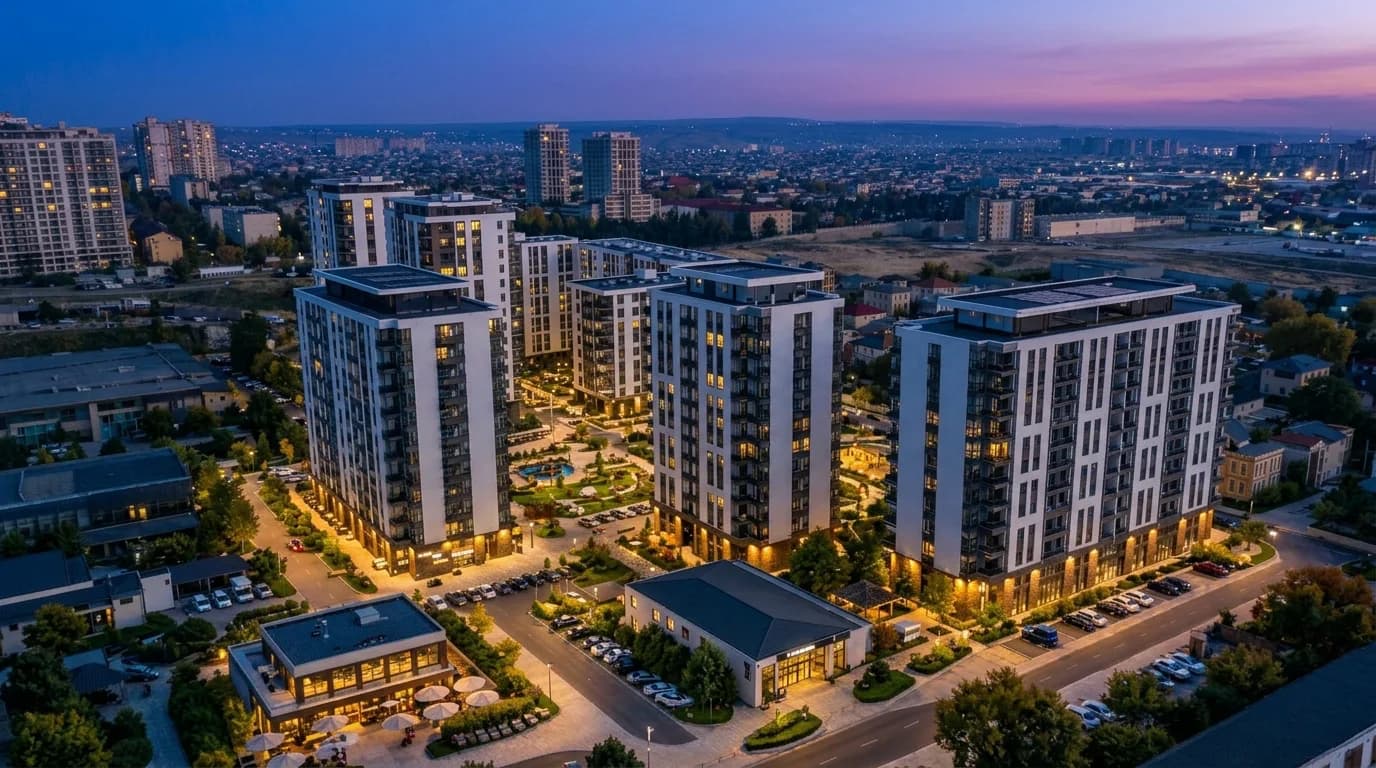 Ağaclar arasında müasir yaşayış binası